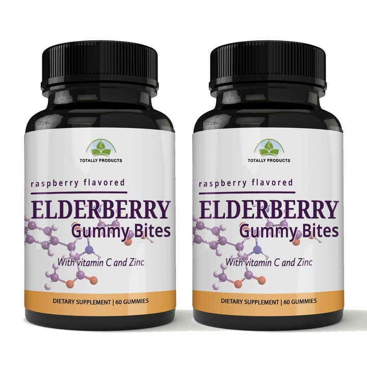 Black Elderberry Gummies Immune Booster with Vitamin C and Zinc (2 bottles) for wholesale by Totally Products