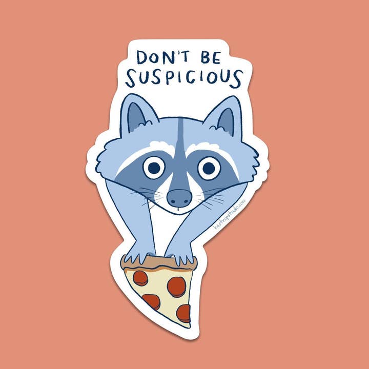 Autocollant en vinyle Suspicious Raccoon with Pizza pour la vente par Kestrop Studio
