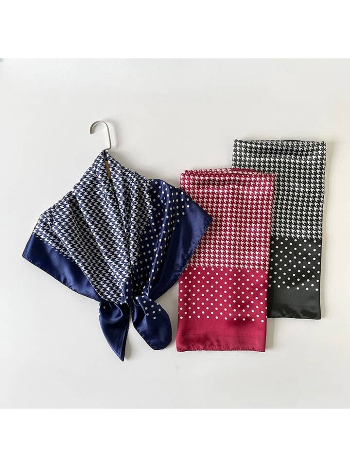 Scarvii - Houndstooth Dot Patchwork Square Scarf for wholesale by Funkyrel® Atzbranding Limited