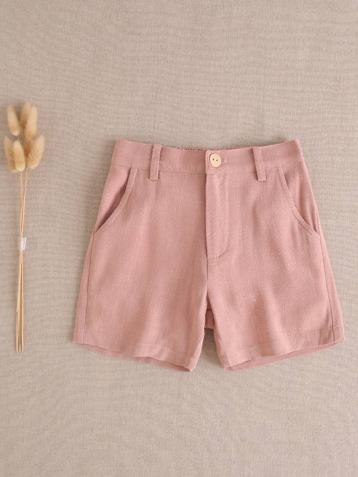 Coral linen boy's Bermuda shorts for wholesale by Dadati