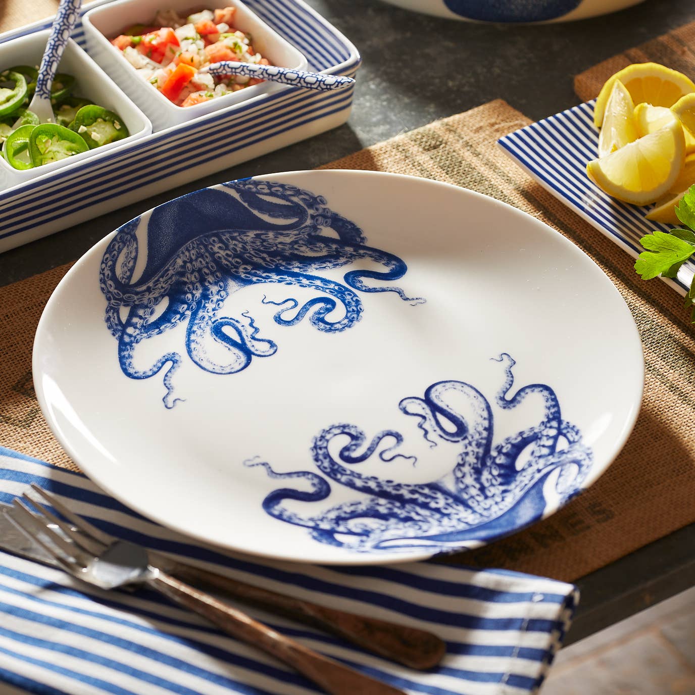 Caskata - Wholesale Dinner Plate - Lucy the Octopus Coupe Dinner Plate1