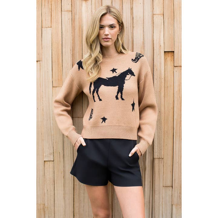 THML - Venta al por mayor Jersey de punto - Mujer - Jersey de punto con caballos y estrellas0
