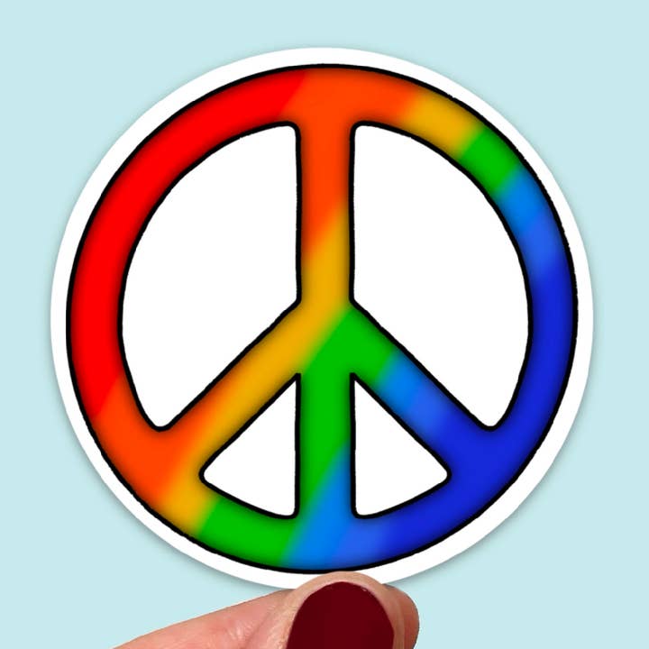 Vandtæt vinyl Pride regnbue fredstegn klistermærke for engroshandel hos Songbird Artistry