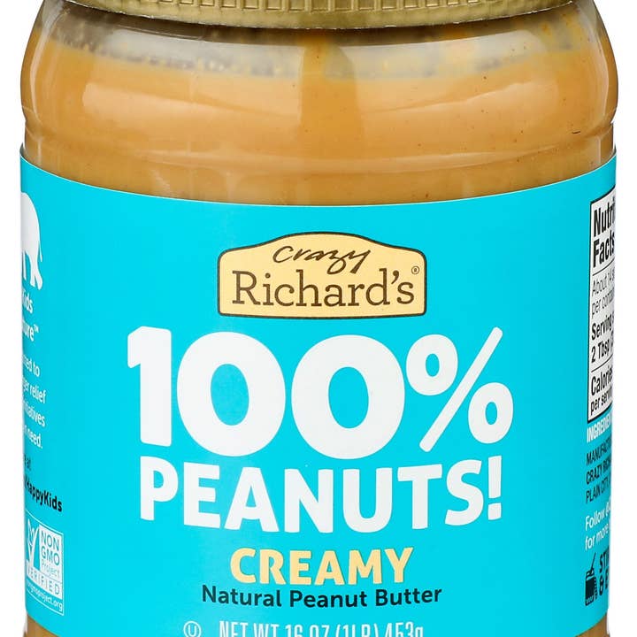 Crazy Richard's Creamy Peanut Butter, 16oz, Case of 6 for wholesale by Everyday Supply Co