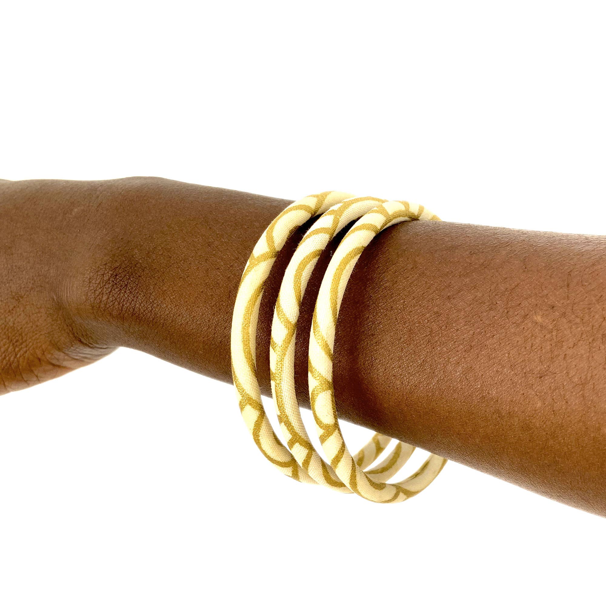 Melokane - Wholesale Bangle Bracelet - Ecru and gold Seigaiha Japanese bangle bracelet4