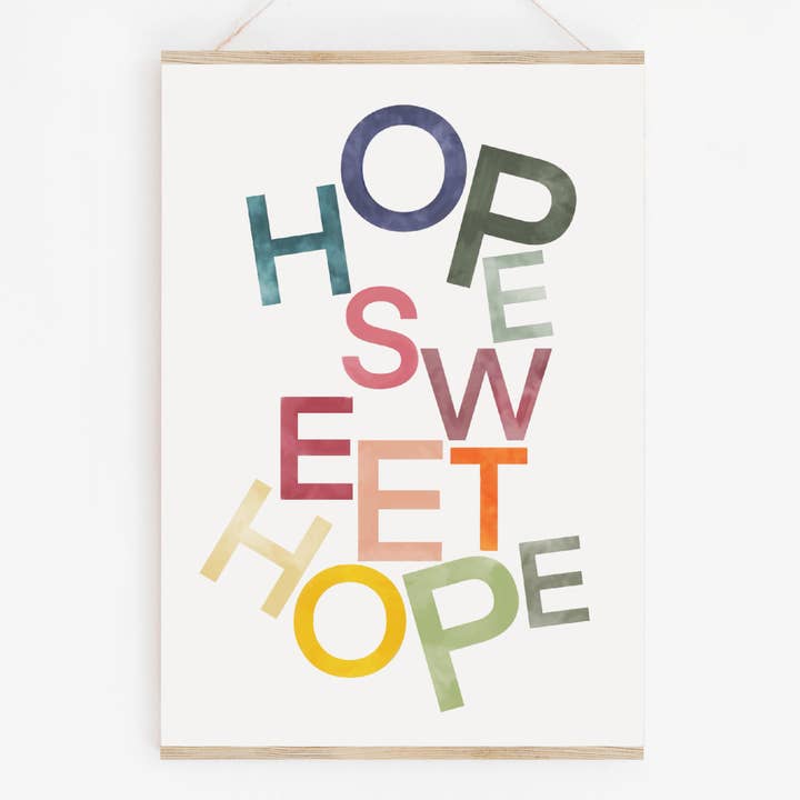 Hopp Sött Hopp väggkonsttryck, ljusa regnbågsfärger för wholesale av And Hope Designs - Cards, Stickers & Stationery