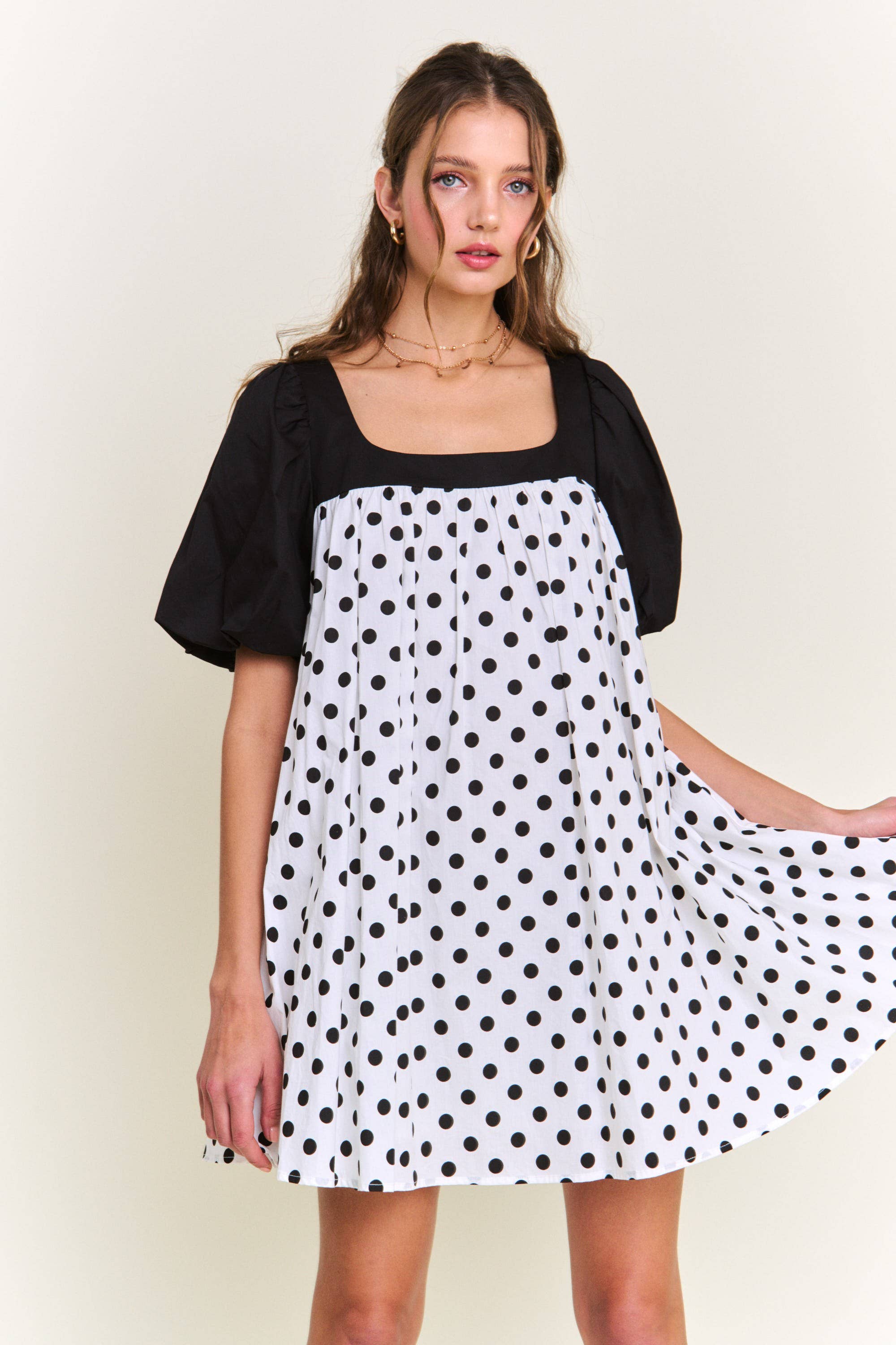 Blanco Minivestido lunares de venta al por mayor en Faire2