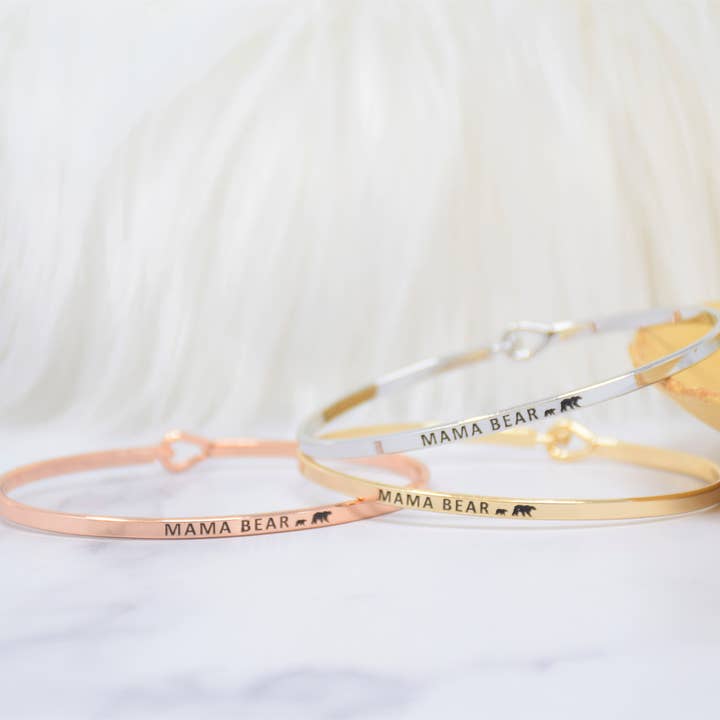 MAMA BEAR 1 CUBS | Dainty Inspired Message Engraved Simple B for wholesale by Curated Trinkets