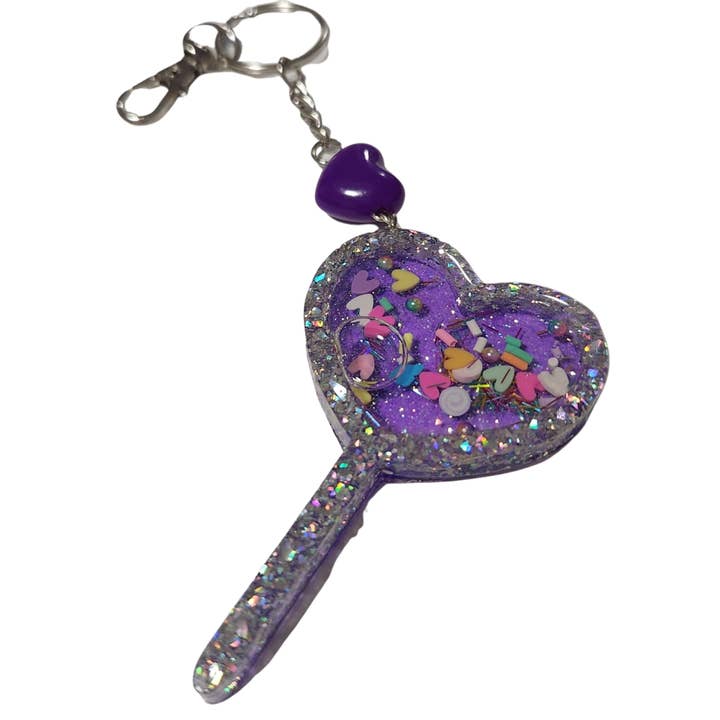 Heart wand shaker keychain for wholesale by Blue Bourbon Designs