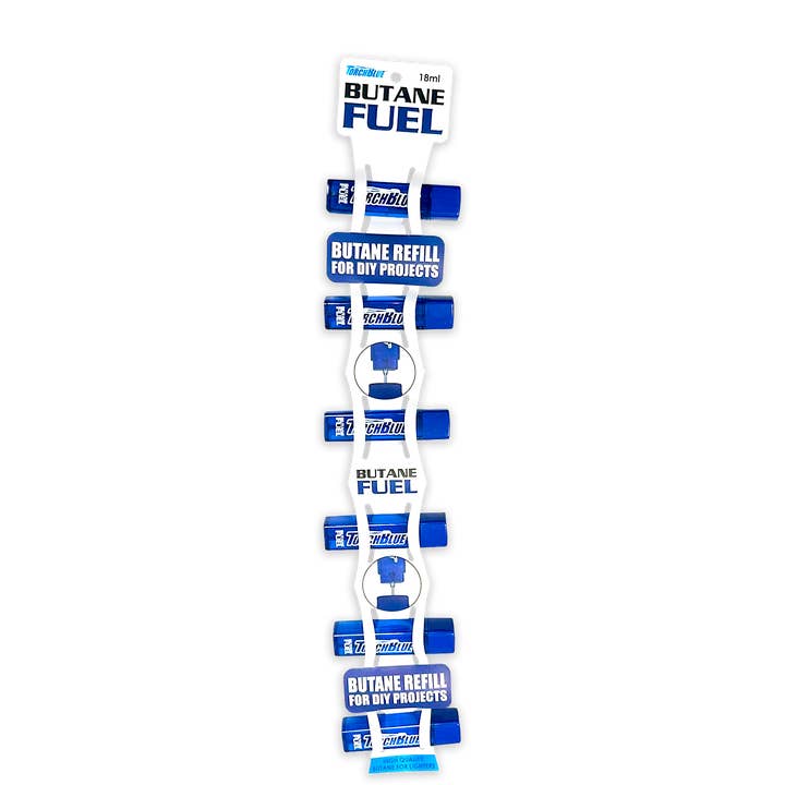 Torch Blue - Wholesale Lighter - Torch Blue Butane Lighter Refill 18ML with Merch Strip- 6/Pk