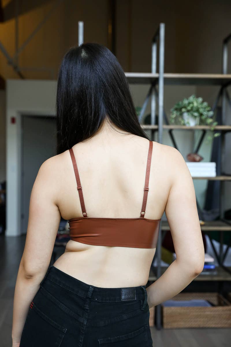 Leto Accessories - Wholesale Bralette - Women's - Faux Leather Longline Bralette - Edgy Shine1