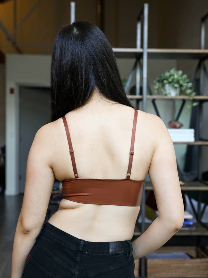 Leto Accessories - Wholesale Bralette - Women's - Faux Leather Longline Bralette - Edgy Shine1