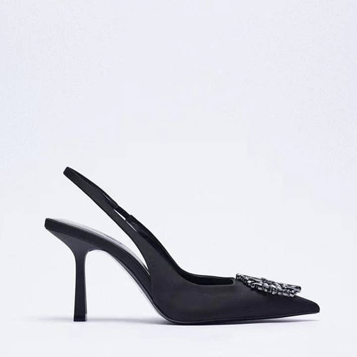 Blak Wardrob - Wholesale High Heels - Women's - Women Black High Heels Fashion Rhinestone Pumps Elegant Heel