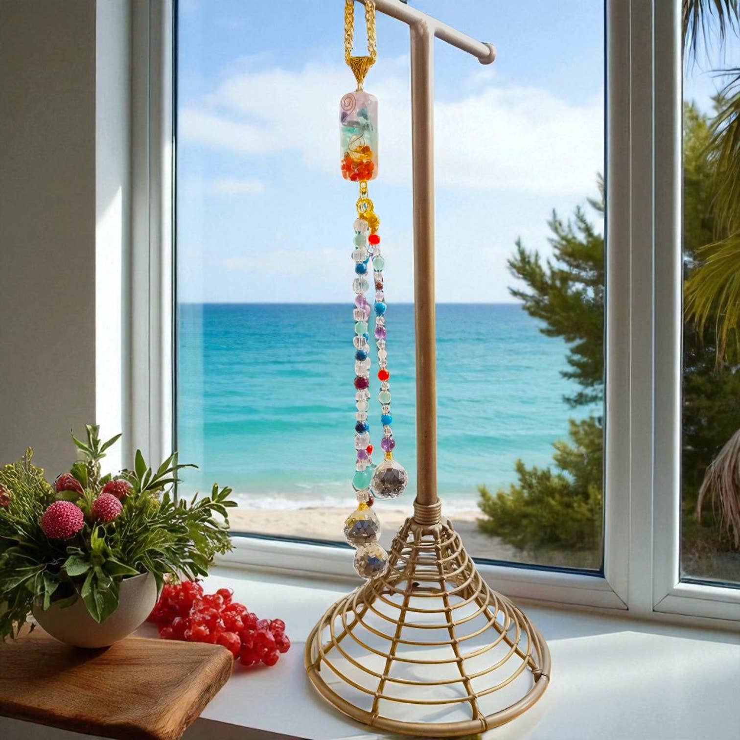 Funky Aura Boutique - Wholesale Suncatcher - Sun Catcher, 7 Chakra Orgonite with Semiprecious Stones1