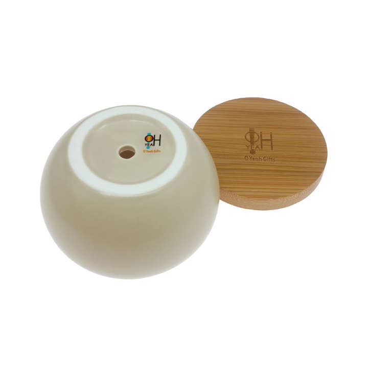 O Yeah Gifts - Wholesale Plant pot - Beige Ceramic Planter | 3.5" Round Pot with Bamboo Saucer1