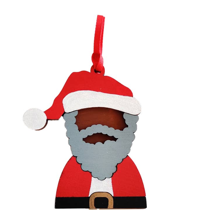 Christmas Wood Ornament – Santa (Multicultural) for wholesale by SCOTCHBONNET!