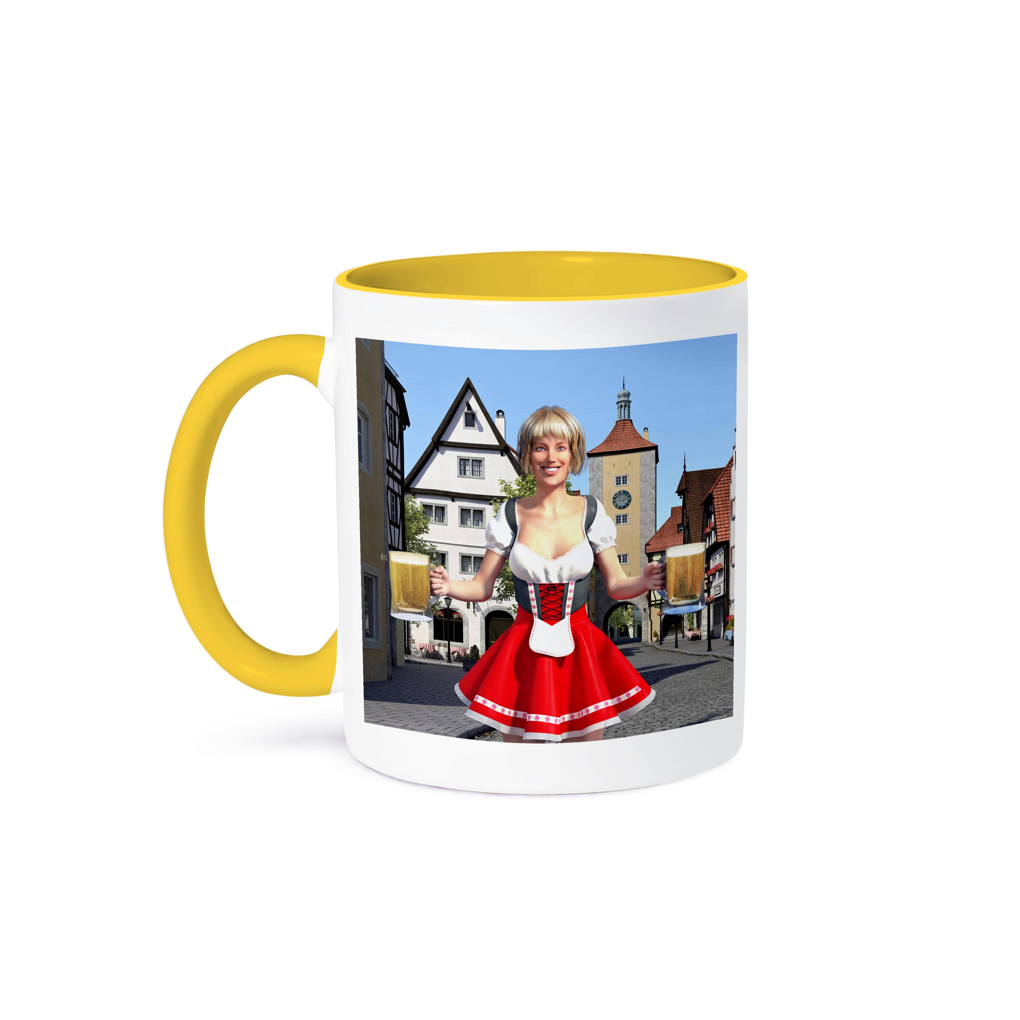 3dRose - Vendita all'ingrosso Tazza - 3dRose, Città Bavarese con Cameriera che Serve Birra, Tazza0