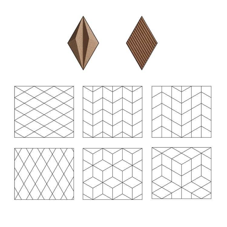 Dekostyl - Vente Panneaux décoratifs - Panneaux muraux 3D en liège acoustiques STRIPE14