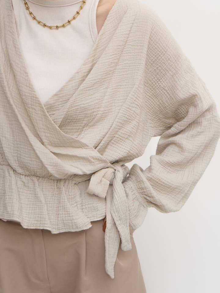 Oversized shirt BEST OF BONNIE in beige for wholesale by Wild Daisy