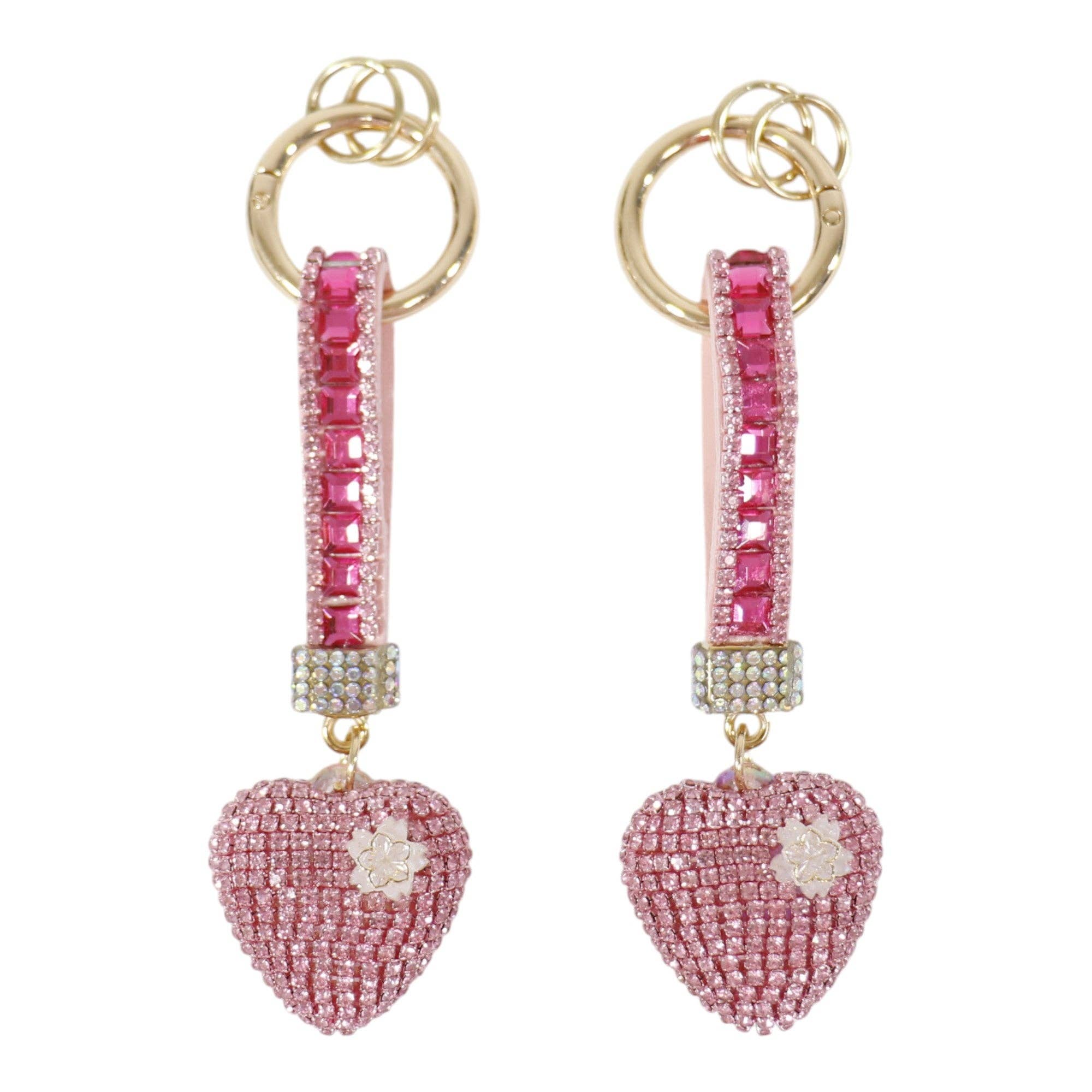 SORTIERT Doppelseitiger Strass-Herz-Schlüsselanhänger KC41101-11 (12 Stück) für den Großhandel auf Faire14