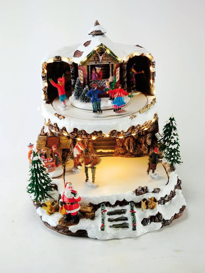 2 story ice skating scene for wholesale by Musicbox world