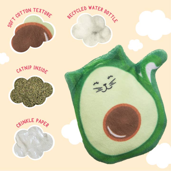 Pet Palette Distribution - Wholesale Pet Toy - Cat - SnugArooz Kitty Avocato Cat Toy 3.5"4