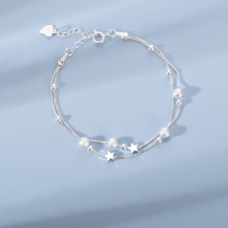 Gemscape UK - Wholesale Bedelarmbandje - Moon & Star dubbele armband van sterling zilver2