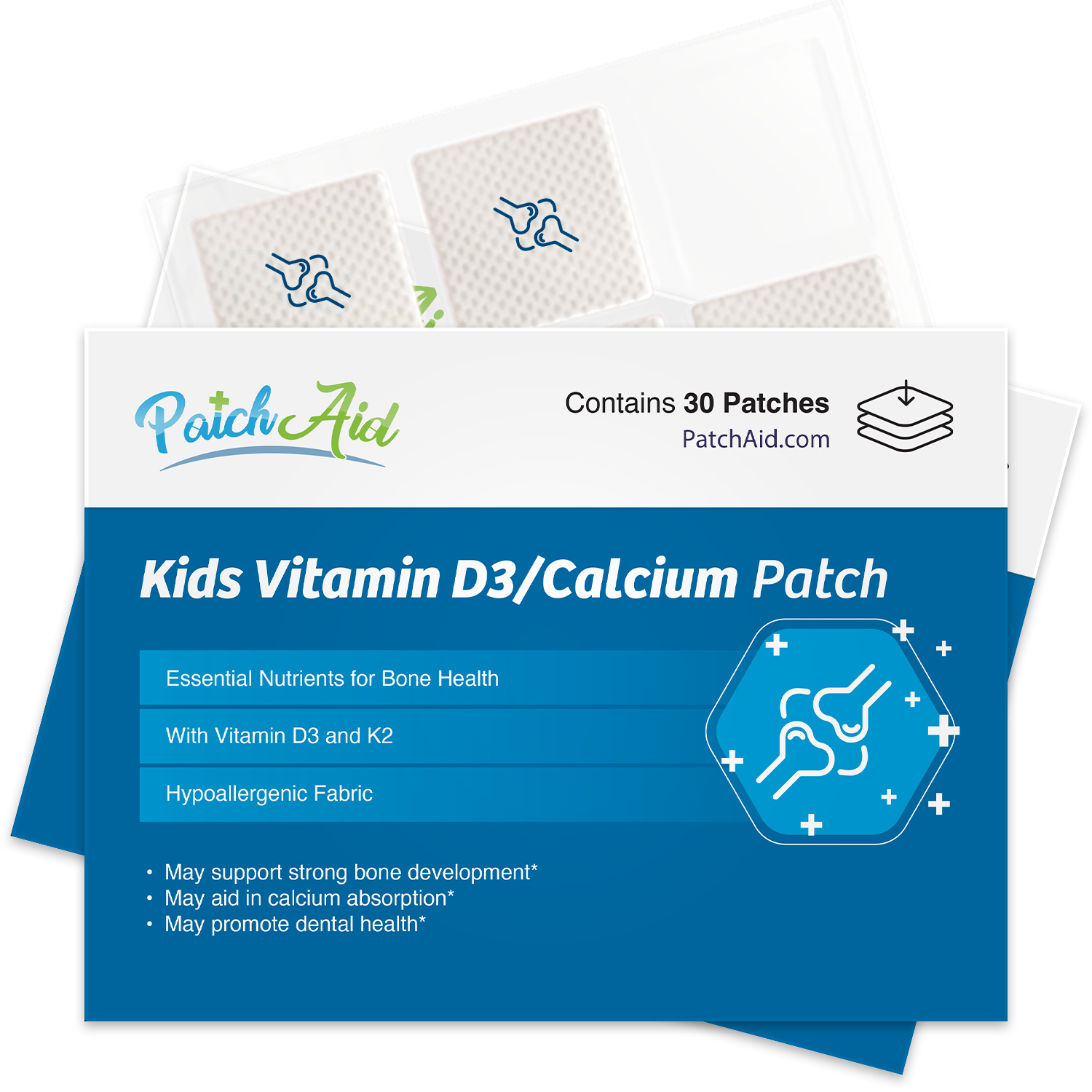 PatchAid - Wholesale Oral Supplement/Vitamin - Kids D3/Calcium Patch - Bone Strength & Dental Health1