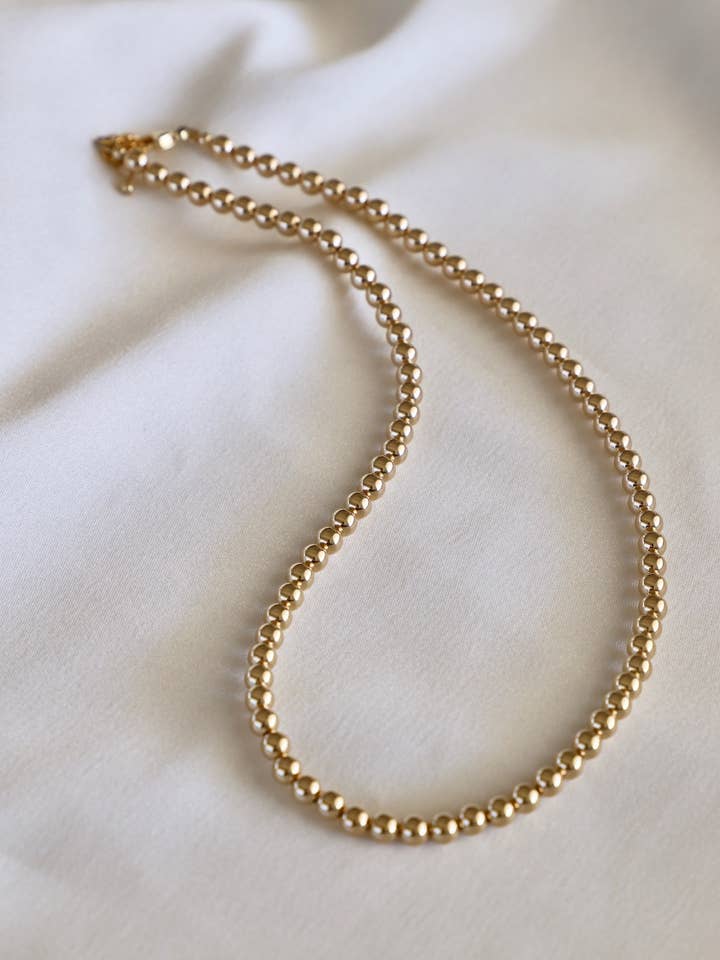 GOLD FILLED 5MM BEADED NECKLACE for wholesale by Katie Waltman Jewelry