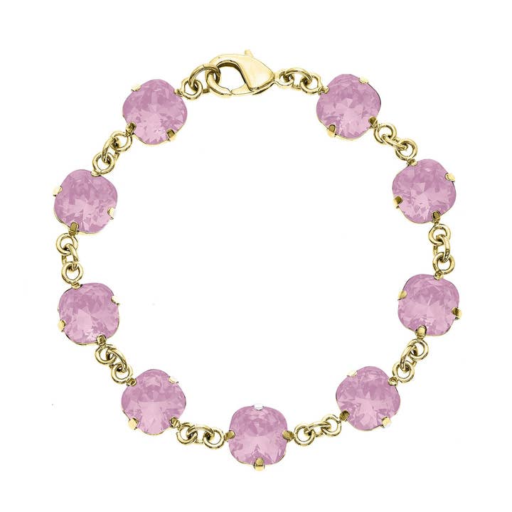 Forgyldt armbånd m/Emerald Cut Rose vand Opal krystaller for engroshandel hos Luxe on Main LLC