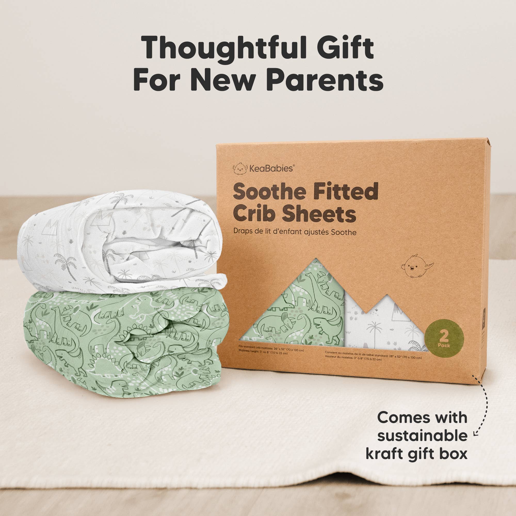 DinoDood 2-pack Organic Cotton Fitted Crib Sheet for wholesale on Faire8