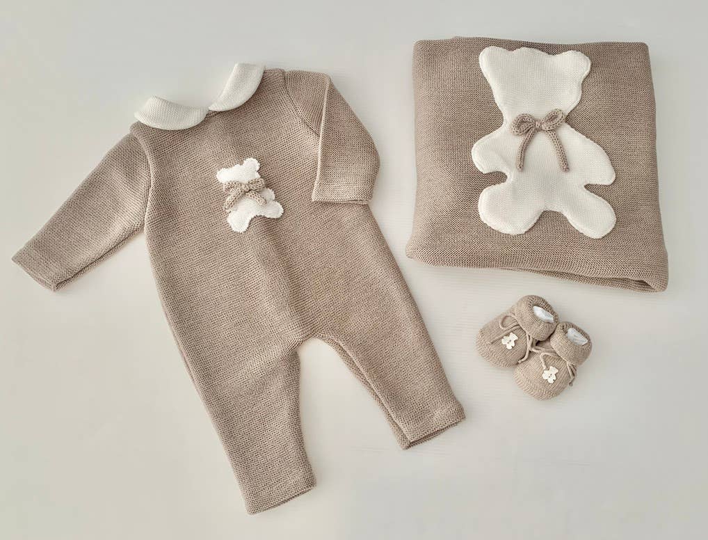 Seerose – Engroshandel Romper - Baby – Seerose baby heldragt i merinould med bamse3