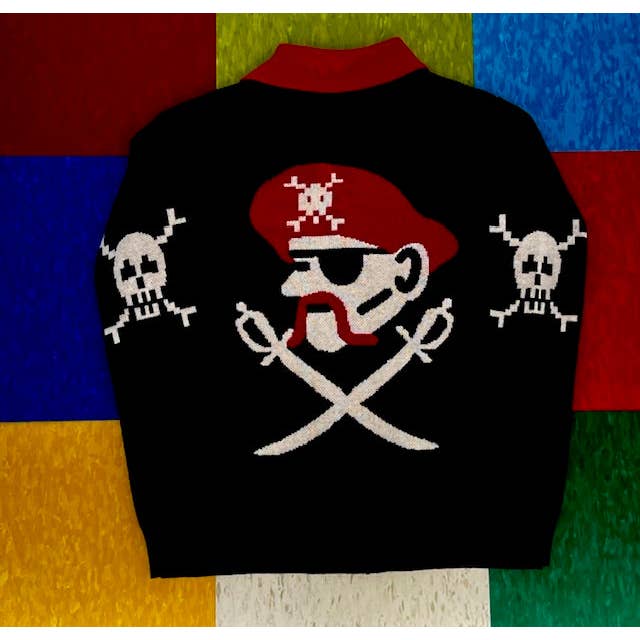 Astro Bettie - Venta al por mayor Jersey de punto - Mujer - Suéter AHOY de los años 50 con diseño de piratas y calaveras, color negro1