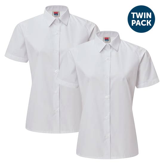 David Luke - Wholesale Button Down Shirt - Kids - Girls Short Sleeve School Shirts 2 Pack