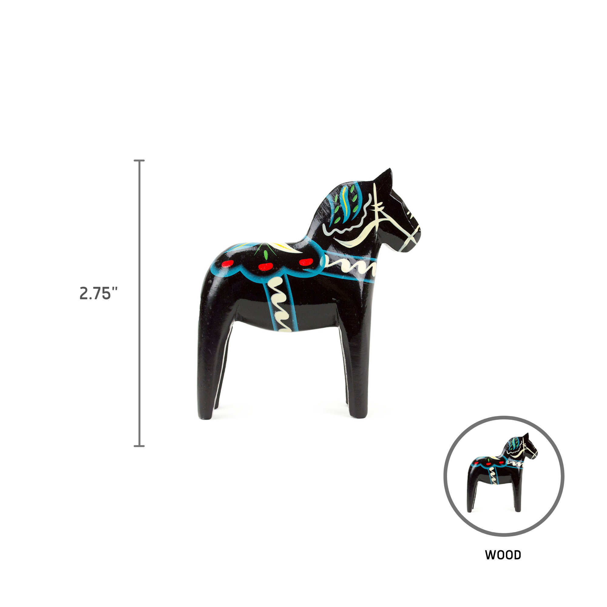 European Heritage Gifts - Vente Figurine décorative - Cheval Dala noir en bois2