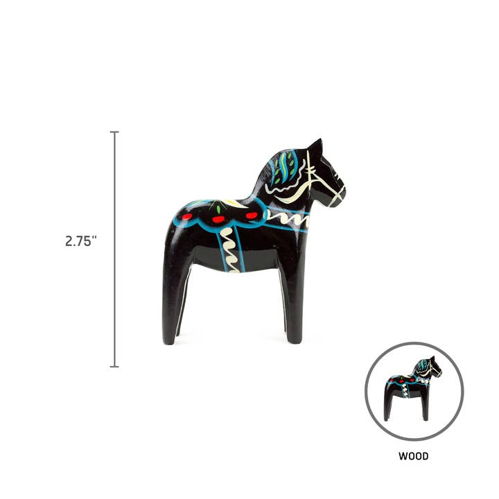 European Heritage Gifts - Wholesale Decorative Figurine - Black Dala Horse: Wood2