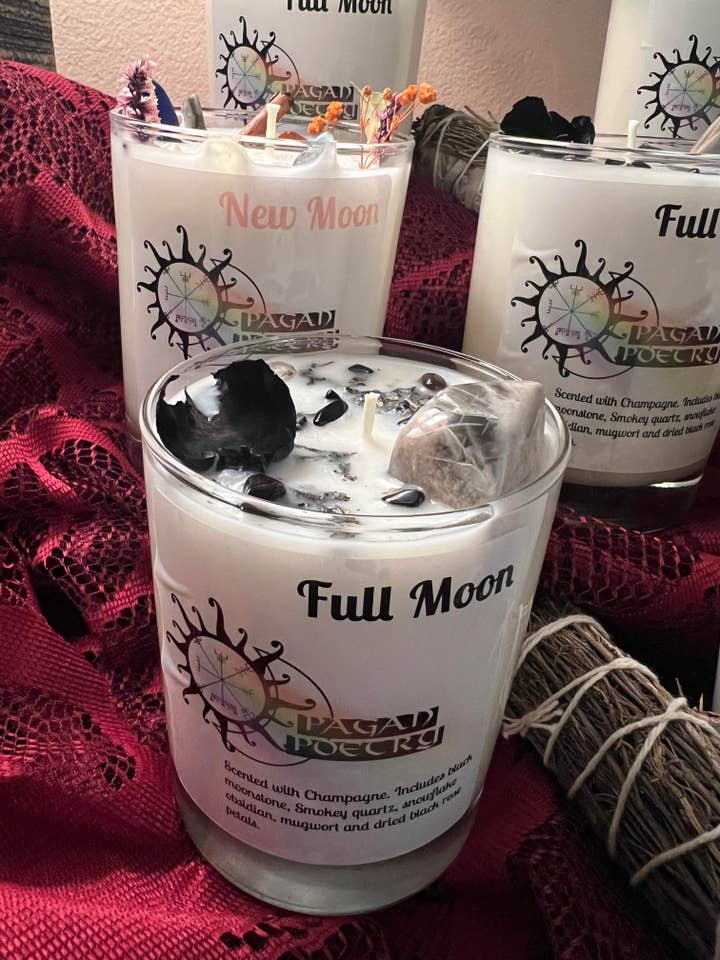 Bougie Intention - PLEINE LUNE (champagne) pour la vente par Pagan Poetry