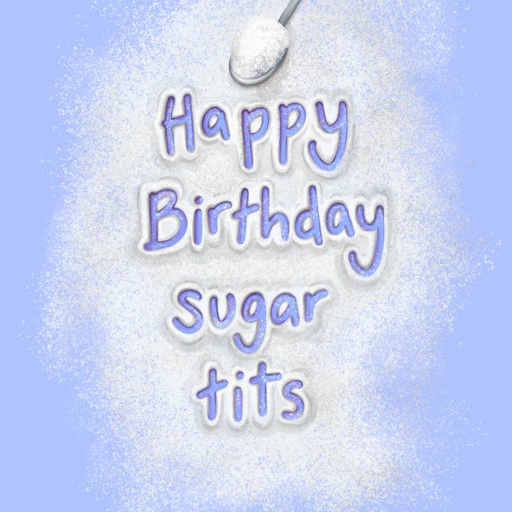 Katie Tinkler illustration – Großhandel Geburtstagskarten – Grußkarte „Happy Birthday Sugar Tits“1