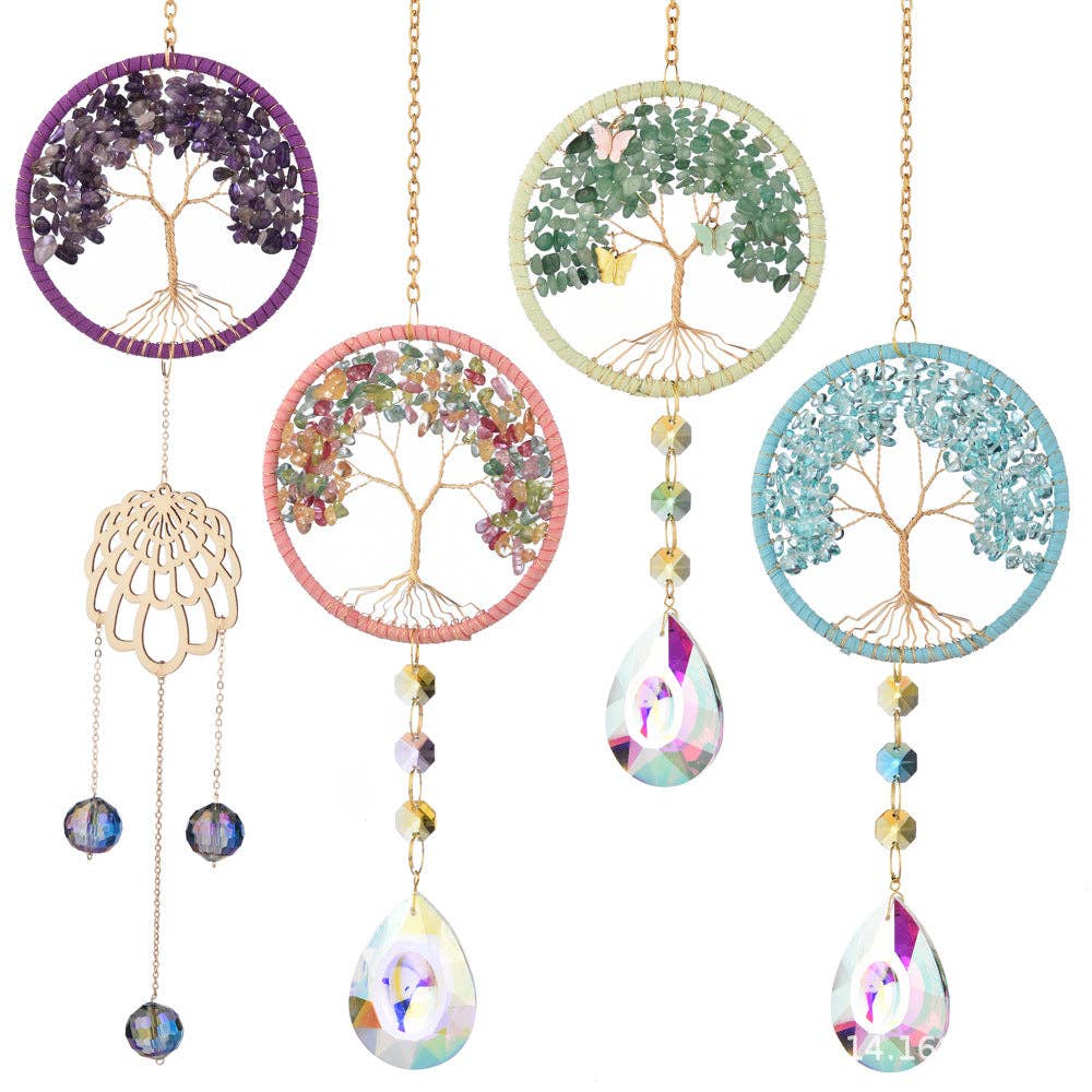 Dipped Shop - Wholesale Suncatcher - Tree Colorful Stone Crystal Home Hangings DP25A9214