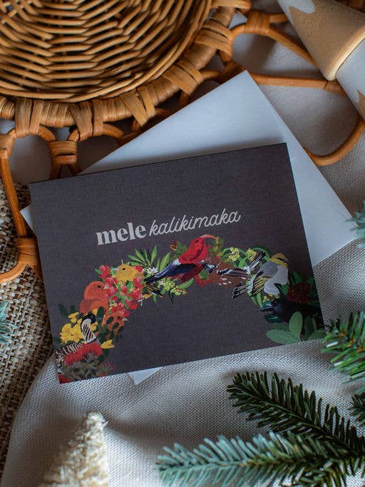 Mele Kalikimaka dans Na Manu Hawai'i | Carte de vœux pour la vente par Bujo Bae