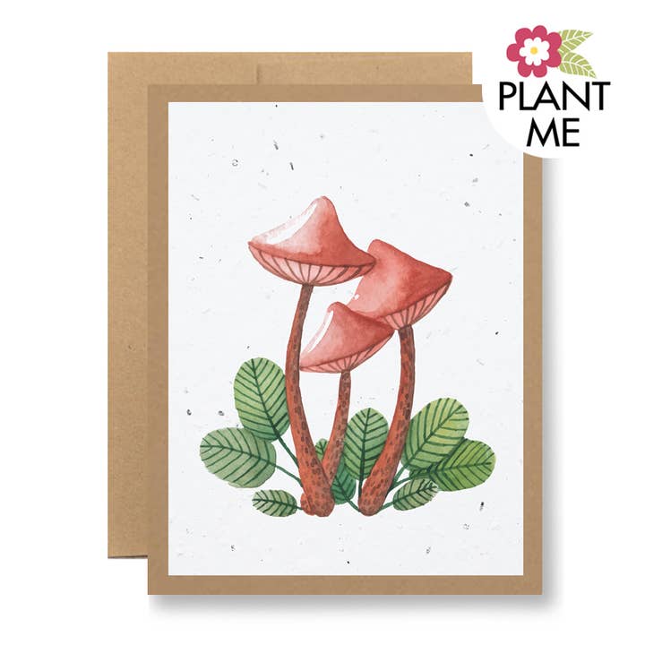 Carte de vœux en papier ensemencé - {champignons rouges} pour la vente par Seedy Cards