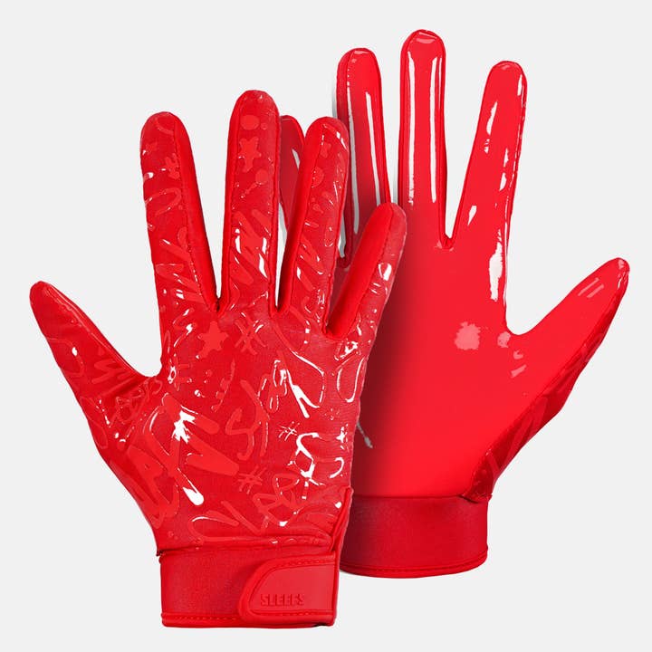 Gants de football adhésifs Hue Red pour la vente par Sleefs