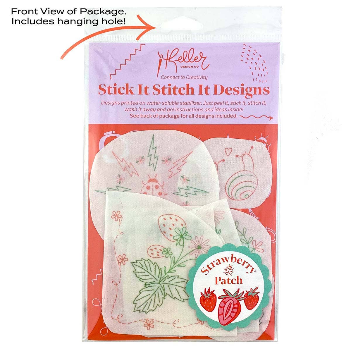Keller Design Co. - Wholesale Embroidery/Cross Stitch Supplies - Stick It Stitch It Water Soluble Embroidery Patterns-Strawberry Patch2