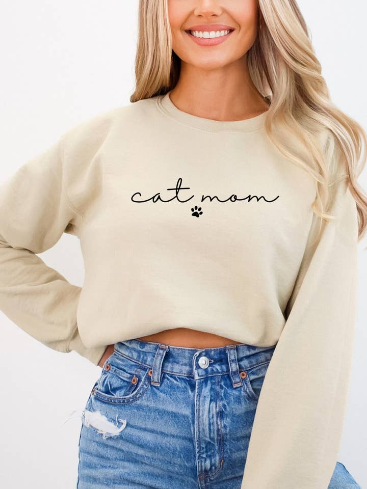 Felpa girocollo con gattini carini per mamme di gatti per la vendita all'ingrosso da parte di Desert Raine