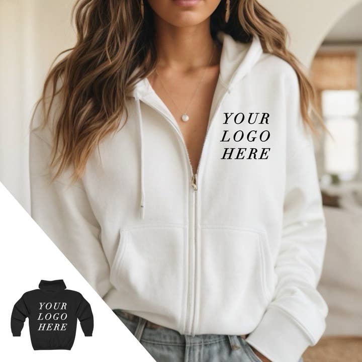 Custom LOGO Gildan Zip Up Hoodie / Printed and other Purchase Wholesale custom activewear. Free Returns & Net 60 Terms on Faire trending on Faire.