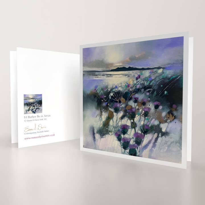 'I'd Rather Be in Arran'- Art Greeting Card for wholesale by Emma S Davis Artist
