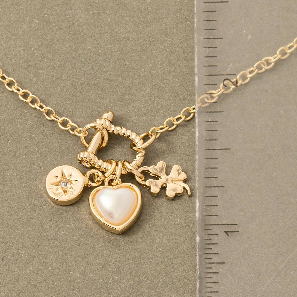 GDCRM Collar de cadena con dijes de trébol y corazón de venta al por mayor en Faire2