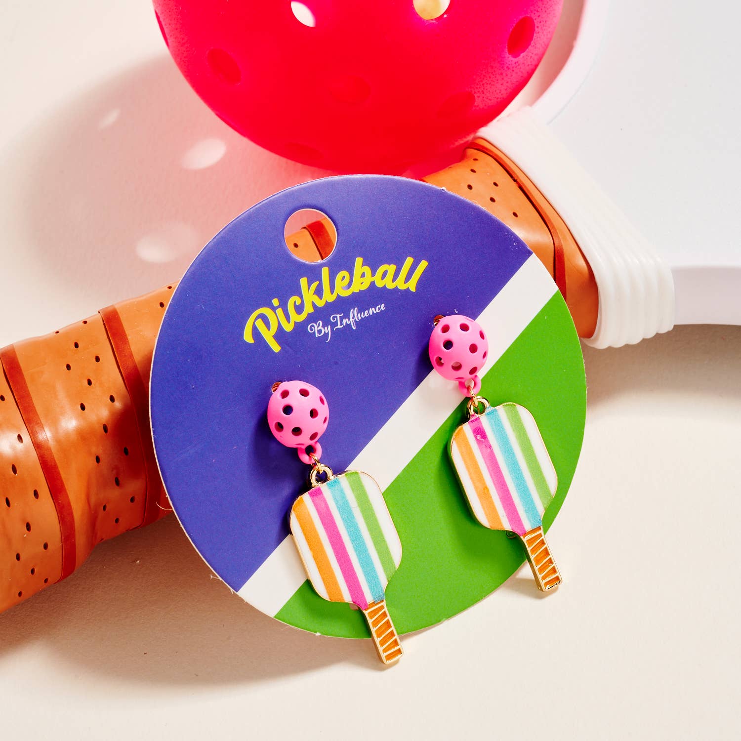 Designature New York - Wholesale Dangle Earrings - Sports Pickleball Enamel Pattern Post Earrings3