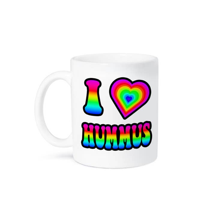 3dRose - Wholesale Coffee Mug - 3dRose, Groovy Hippie Rainbow I Heart Love Hummus, Mug8