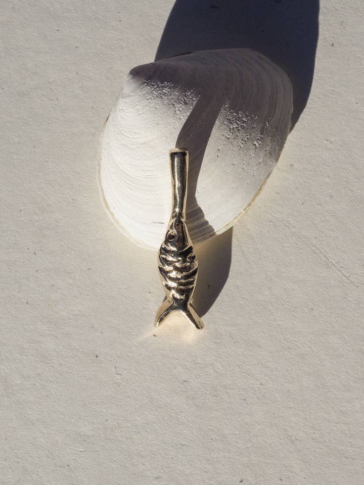 le poisson | organic form fish charm | bronze & gold-filled for wholesale by Emily Hartwell